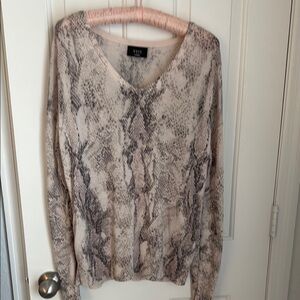 Vici Snakeskin Print V-Neck Sweater